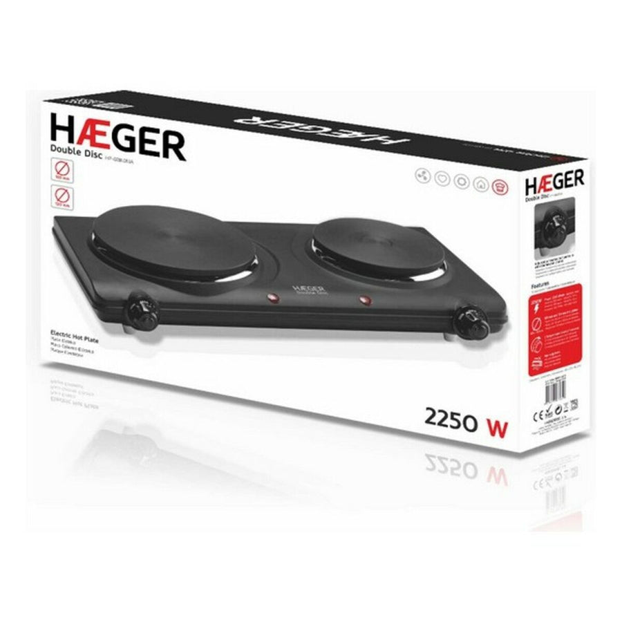 Elektrische Heizplatte Haeger Double Disc Schwarz 2 Herde 2250W