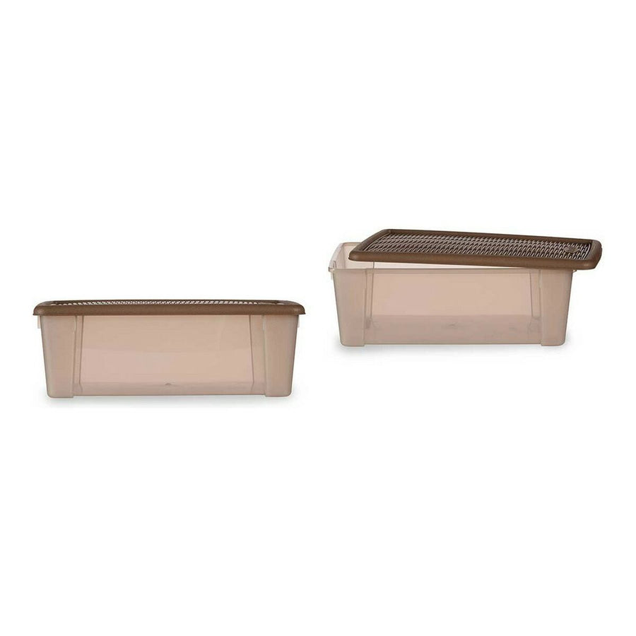 Box mit Deckel Elegance Beige Kunststoff (19,5 x 11,5 x 33 cm)