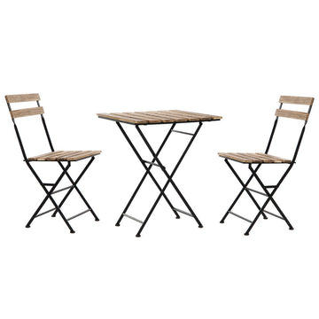 Tisch-Set mit Stühlen DKD Home Decor Schwarz Metall Braun Kiefer (3 pcs)