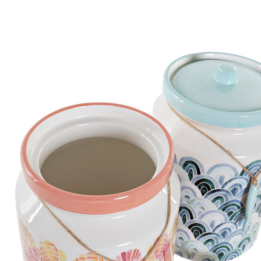 Gefäß DKD Home Decor ‎S3014945 Dolomite Sommer Koralle Celeste (2,3 L) (2 Stück) (15 x 15 x 22 cm)