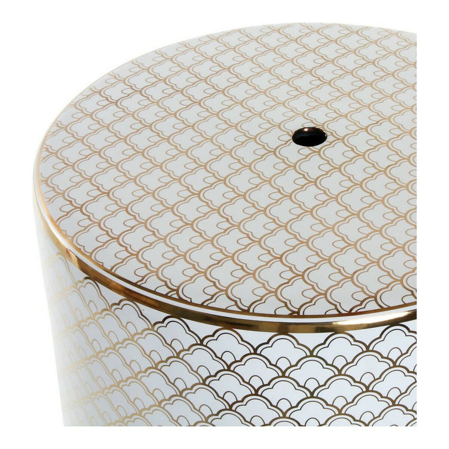 Beistelltisch DKD Home Decor Weiß Porzellan Golden (33 x 33 x 42 cm)