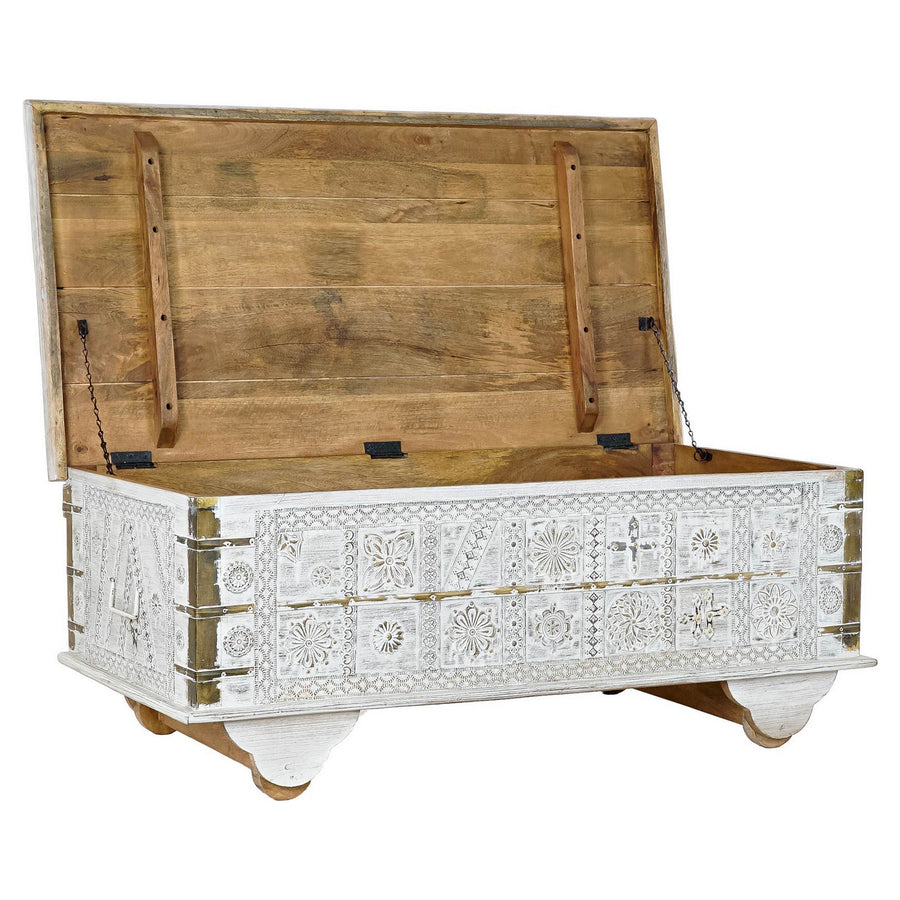 Beistelltisch DKD Home Decor Weiß Metall Golden Mango-Holz (115 x 60 x 45 cm)
