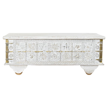 Beistelltisch DKD Home Decor Weiß Metall Golden Mango-Holz (115 x 60 x 45 cm)