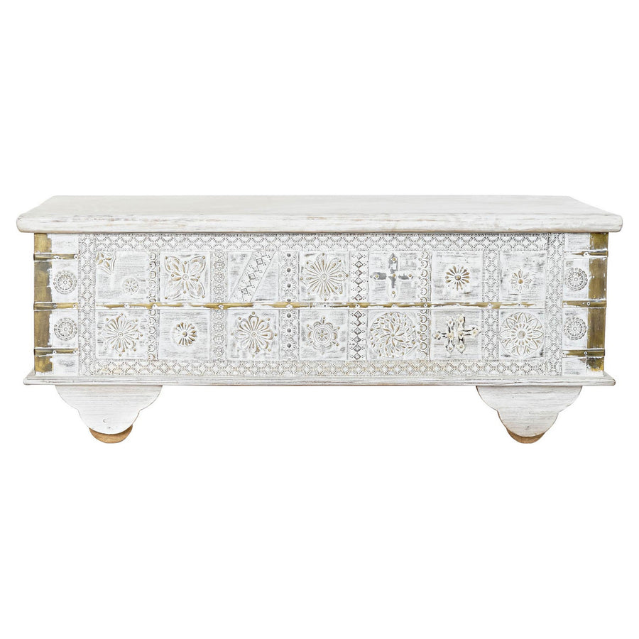 Beistelltisch DKD Home Decor Weiß Metall Golden Mango-Holz (115 x 60 x 45 cm)