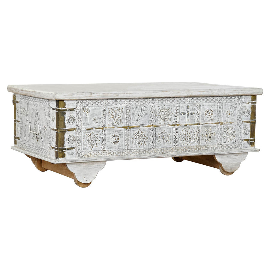 Beistelltisch DKD Home Decor Weiß Metall Golden Mango-Holz (115 x 60 x 45 cm)