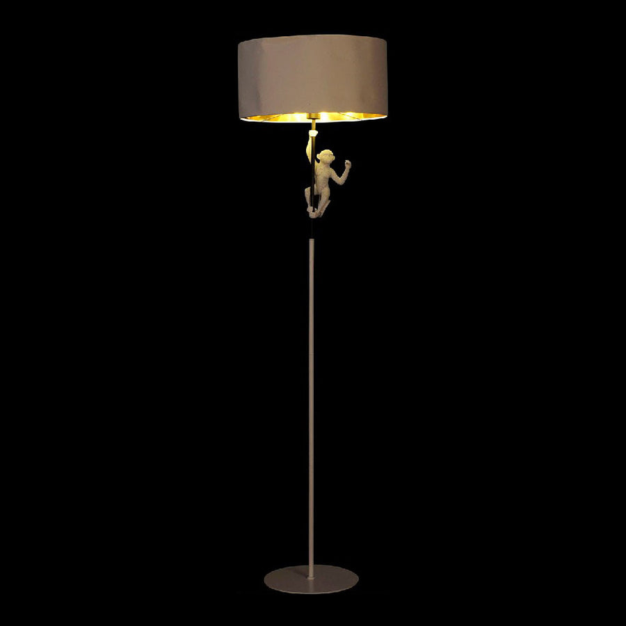 Stehlampe DKD Home Decor Weiß Schwarz Polyester Metall Harz Golden Affe (2 pcs) (44 x 44 x 166 cm)