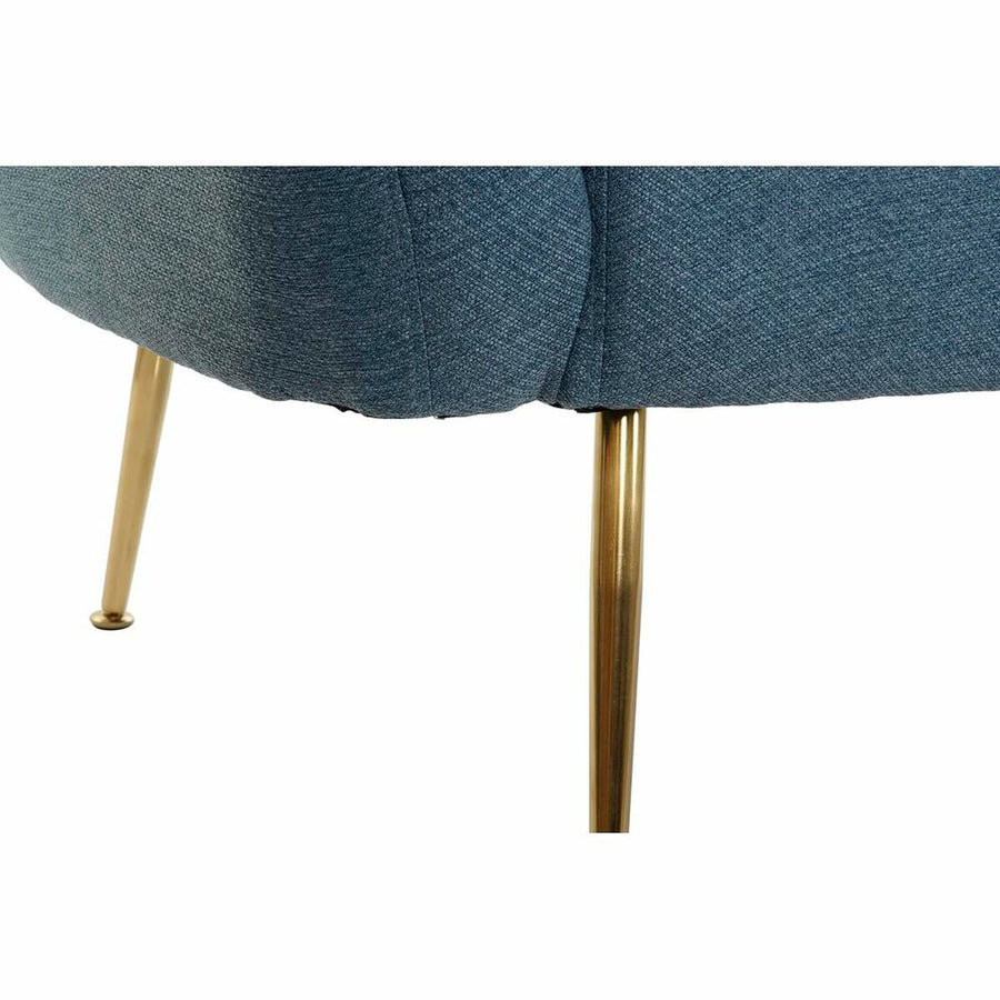 Sofa DKD Home Decor Schaum Blau Gold Metall Holz (129 x 75 x 73 cm)