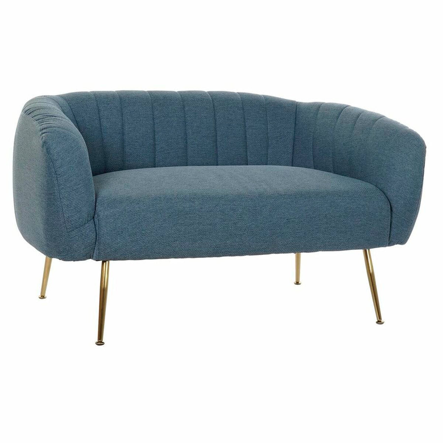 Sofa DKD Home Decor Schaum Blau Gold Metall Holz (129 x 75 x 73 cm)