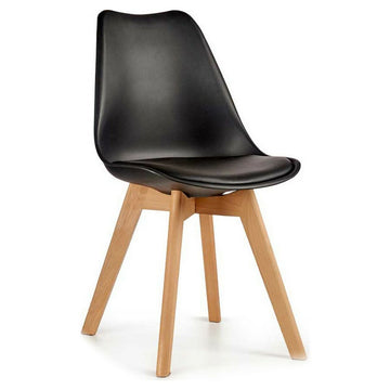 Esszimmerstuhl Schwarz Hellbraun Holz Kunststoff (48 x 80 x 60 cm)
