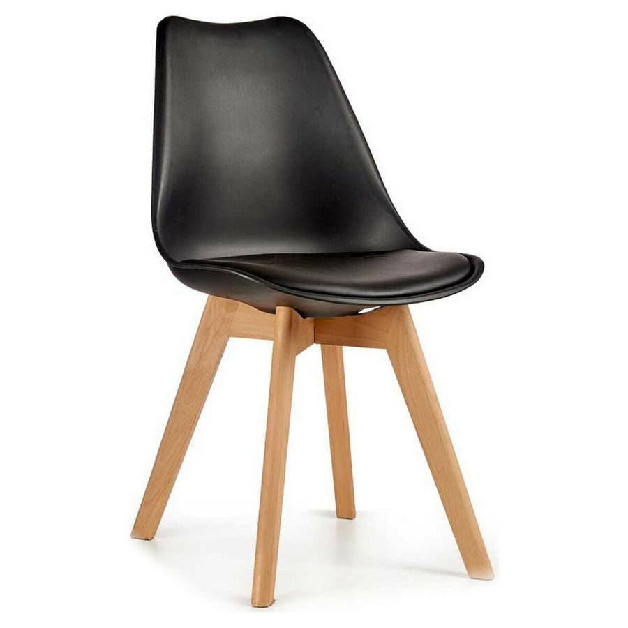 Esszimmerstuhl Schwarz Hellbraun Holz Kunststoff (48 x 80 x 60 cm)