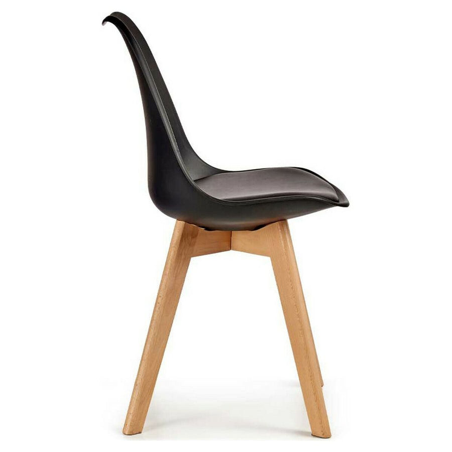 Esszimmerstuhl Schwarz Hellbraun Holz Kunststoff (48 x 80 x 60 cm)