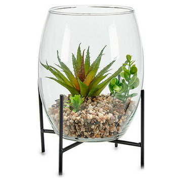 Vase Kristall Metall Kaktus (18 x 24 x 18 cm)