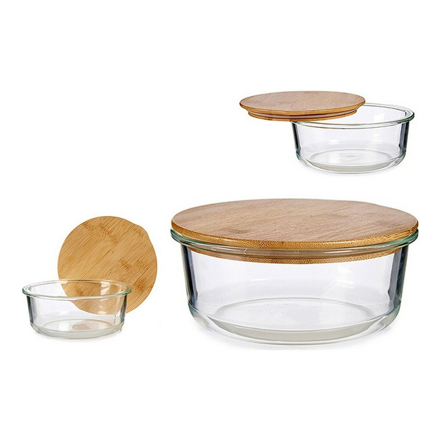 Lunchbox kreisförmig Bambus Durchsichtig (17 x 7 x 17 cm)
