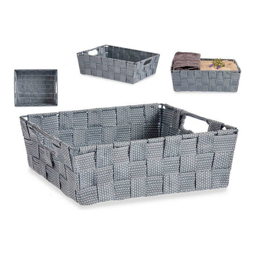Korb Stoff Geflochten Grau (23 x 8 x 27 cm)