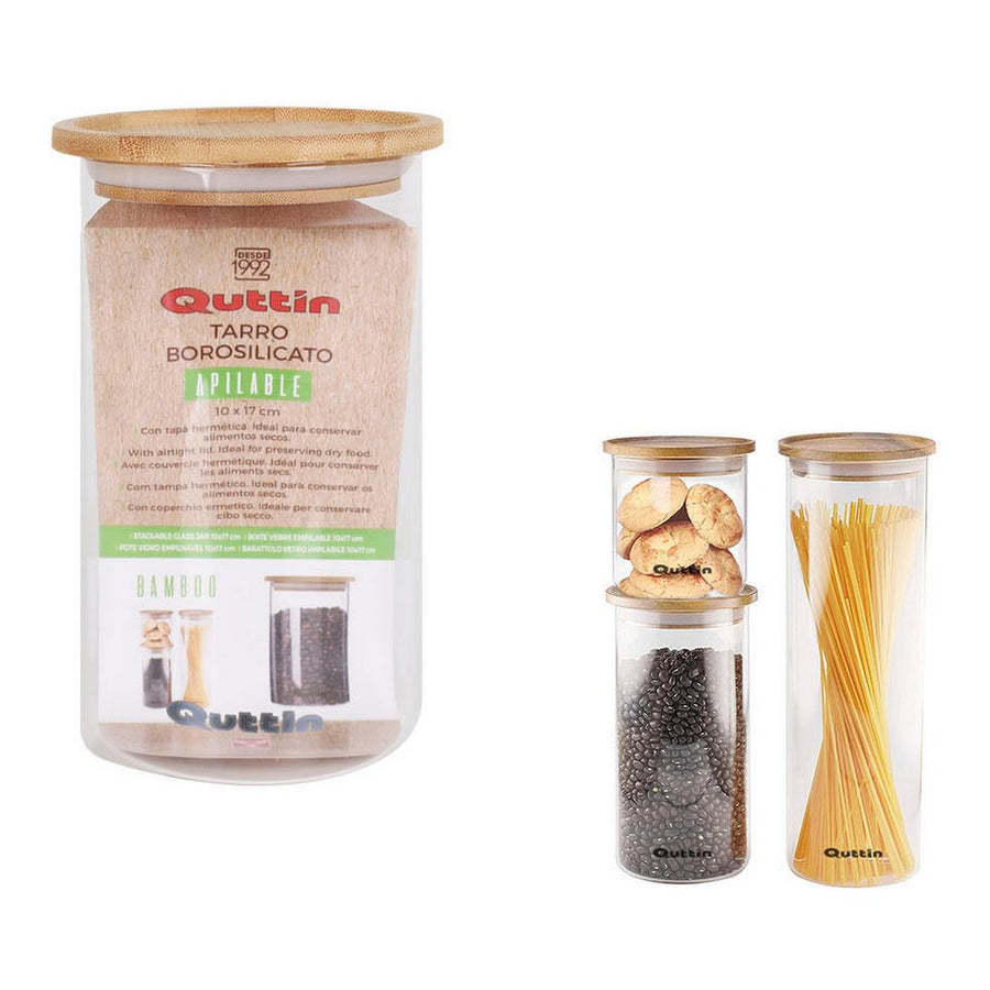 Topf Quttin Bamboo Borosilikatglas Stapelbar (10 x 17 cm)