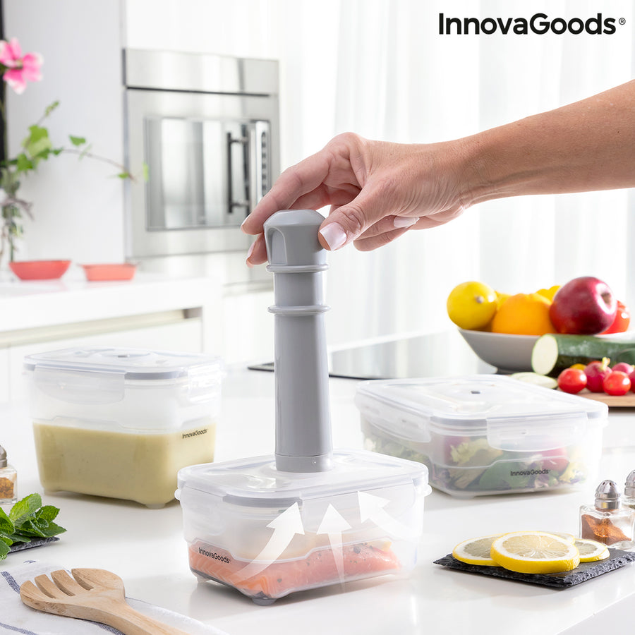 3er Set Vakuumverpackungsgefäße mit Handpumpe Vacse InnovaGoods