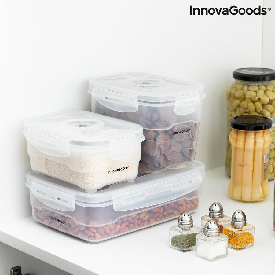 3er Set Vakuumverpackungsgefäße mit Handpumpe Vacse InnovaGoods