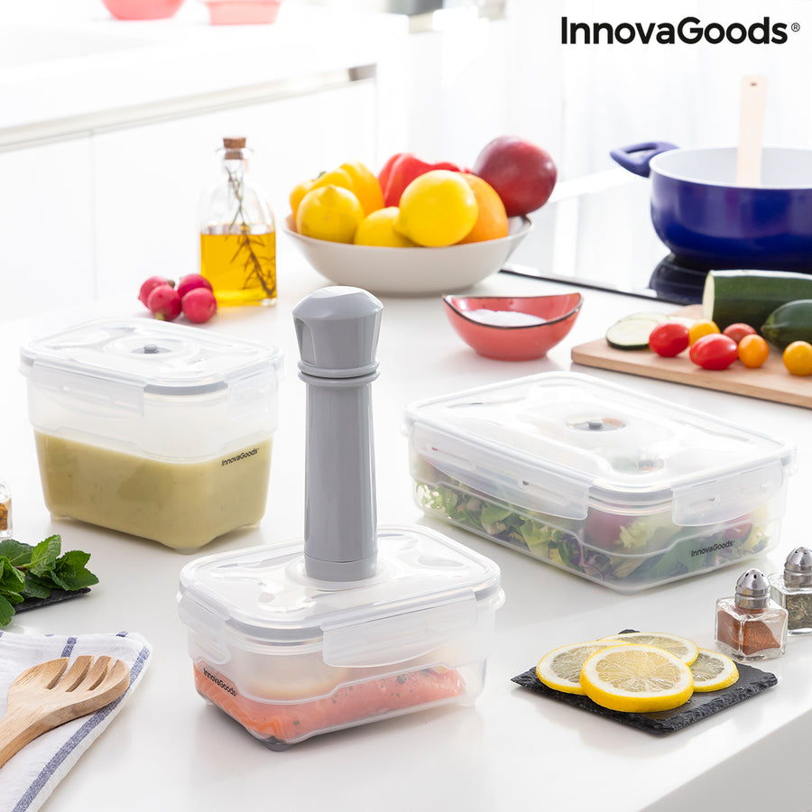 3er Set Vakuumverpackungsgefäße mit Handpumpe Vacse InnovaGoods