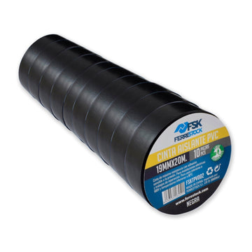 Isolierband Ferrestock Schwarz 10 pcs 20 m x 19 mm
