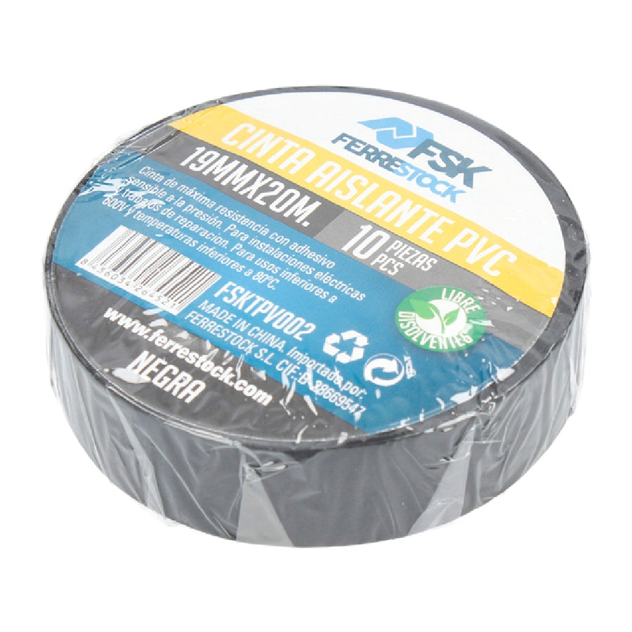 Isolierband Ferrestock Schwarz 10 pcs 20 m x 19 mm